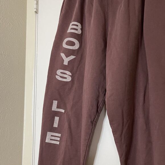 BOYS LIE hatchet cemetery maroon logo jogger sweatpants size Large - Picture 2 of 6